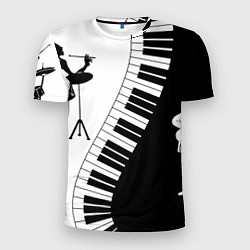 Мужская спорт-футболка Черно Белое пианино