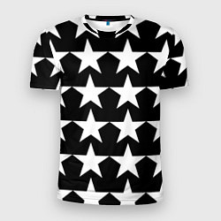Мужская спорт-футболка Белые звёзды на чёрном фоне