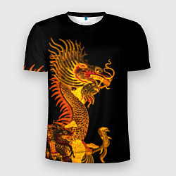 Футболка спортивная мужская Золотой китайский дракон, цвет: 3D-принт