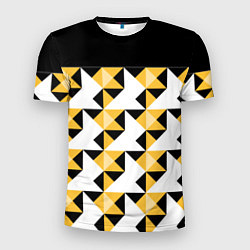 Мужская спорт-футболка Черно-желтый геометрический