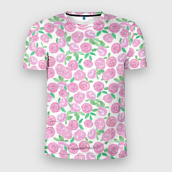 Мужская спорт-футболка Розовые акварельные розы