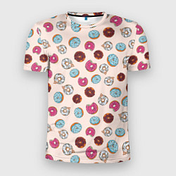 Мужская спорт-футболка Пончики донаты паттерн