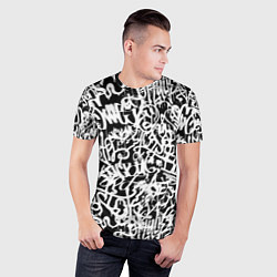 Футболка спортивная мужская Graffiti white on black, цвет: 3D-принт — фото 2