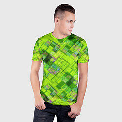 Футболка спортивная мужская Ярко-зеленый абстрактный узор, цвет: 3D-принт — фото 2