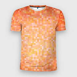 Мужская спорт-футболка Оранжевая пиксель абстракция