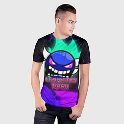 Футболка спортивная мужская Geometry Dash: Neon Evil, цвет: 3D-принт — фото 2