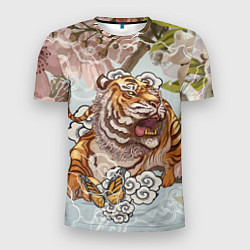 Мужская спорт-футболка Тигр в облаках