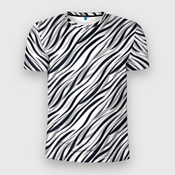 Мужская спорт-футболка Черно-белый полосатый тигровый