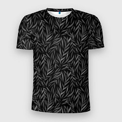 Мужская спорт-футболка Растительный орнамент черно-белый