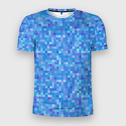 Мужская спорт-футболка Голубая пиксель абстракция
