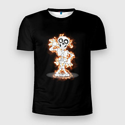 Футболка спортивная мужская Огненный скелетик, цвет: 3D-принт