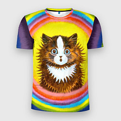 Мужская спорт-футболка Радужный кот Луиса Уэйна