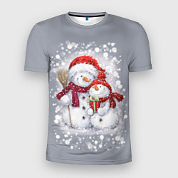 Мужская спорт-футболка Два снеговика