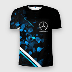 Футболка спортивная мужская Mercedes AMG Осколки стекла, цвет: 3D-принт