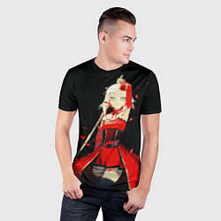 Футболка спортивная мужская Такт опус судьба девушка в красном платье, цвет: 3D-принт — фото 2
