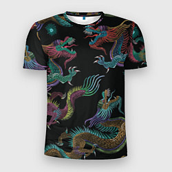 Мужская спорт-футболка Цветные драконы