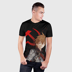 Футболка спортивная мужская ТАРТАЛЬЯ СНЕЖНАЯ ЧЕРНЫЙ, цвет: 3D-принт — фото 2