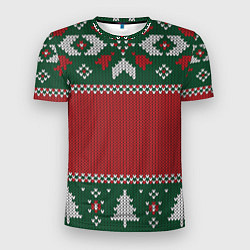 Мужская спорт-футболка Knitted Christmas Pattern