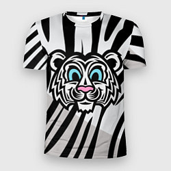 Мужская спорт-футболка Забавный Белый тигр