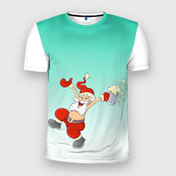 Мужская спорт-футболка Веселый празднующий дед Мороз
