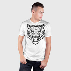 Футболка спортивная мужская Черно белый тигр, цвет: 3D-принт — фото 2