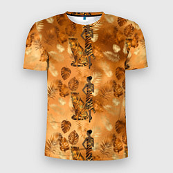 Мужская спорт-футболка Дама с тигром
