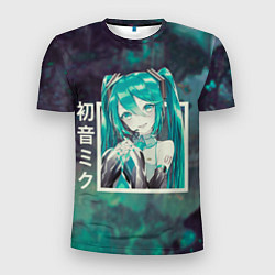 Мужская спорт-футболка Мику Хацунэ в квадрате , вокалоид