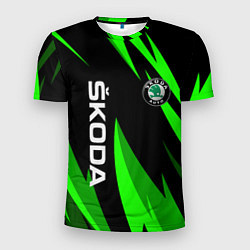 Футболка спортивная мужская SKODA Логотип Узор, цвет: 3D-принт
