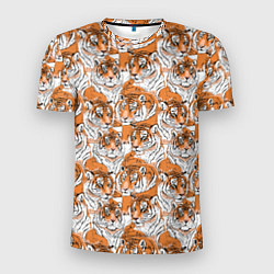 Мужская спорт-футболка Тигры рисованный стиль