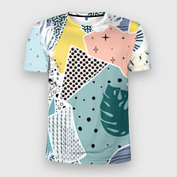 Мужская спорт-футболка Абстрактный узор с пальмовыми листами и геометрией