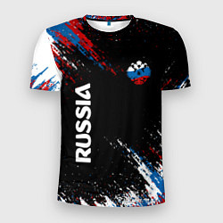 Мужская спорт-футболка Russia Штрихи в цвет Флага