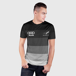 Футболка спортивная мужская Audi, Ауди Серый градиент, цвет: 3D-принт — фото 2