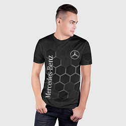 Футболка спортивная мужская Mercedes-Benz black соты, цвет: 3D-принт — фото 2