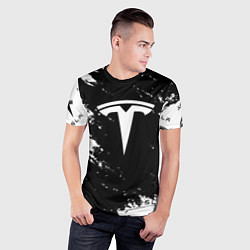 Футболка спортивная мужская Tesla logo texture, цвет: 3D-принт — фото 2