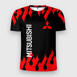 Футболка спортивная мужская Mitsubish: Нарисованный огонь, цвет: 3D-принт