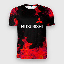 Футболка спортивная мужская Mitsubishi пламя огня, цвет: 3D-принт