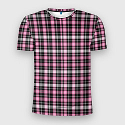 Мужская спорт-футболка Шотландская клетка Tartan scottish роз-черно-бел