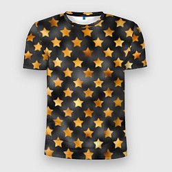 Мужская спорт-футболка Золотые звезды на черном