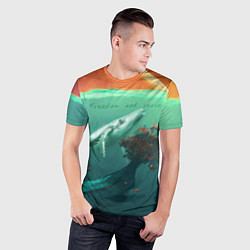 Футболка спортивная мужская Кит - Freedom and peace, цвет: 3D-принт — фото 2
