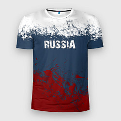 Футболка спортивная мужская Россия - краски, цвет: 3D-принт