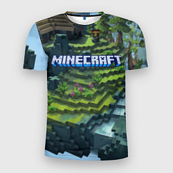 Мужская спорт-футболка Minecraft Video game Landscape