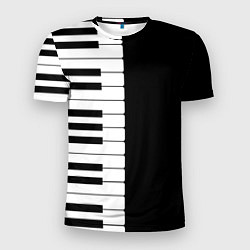 Мужская спорт-футболка Черно-Белое Пианино Piano