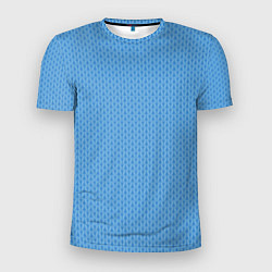 Мужская спорт-футболка Вязаный узор голубого цвета