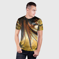 Футболка спортивная мужская Черный с золотым фрактал Абстракция, цвет: 3D-принт — фото 2