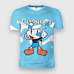 Футболка спортивная мужская Cuphead синяя чашечка, цвет: 3D-принт