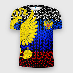 Мужская спорт-футболка Герб флаг россии