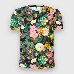Мужская спорт-футболка Паттерн из летних цветов Summer Flowers Pattern