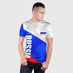 Футболка спортивная мужская RUSSIA - SPORTWEAR - ТРИКОЛОР, цвет: 3D-принт — фото 2
