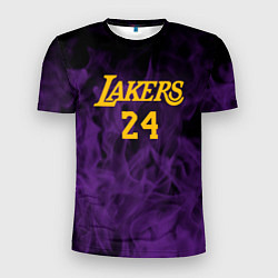 Футболка спортивная мужская Lakers 24 фиолетовое пламя, цвет: 3D-принт