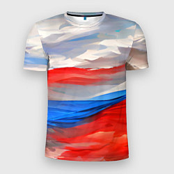 Мужская спорт-футболка Флаг России в красках